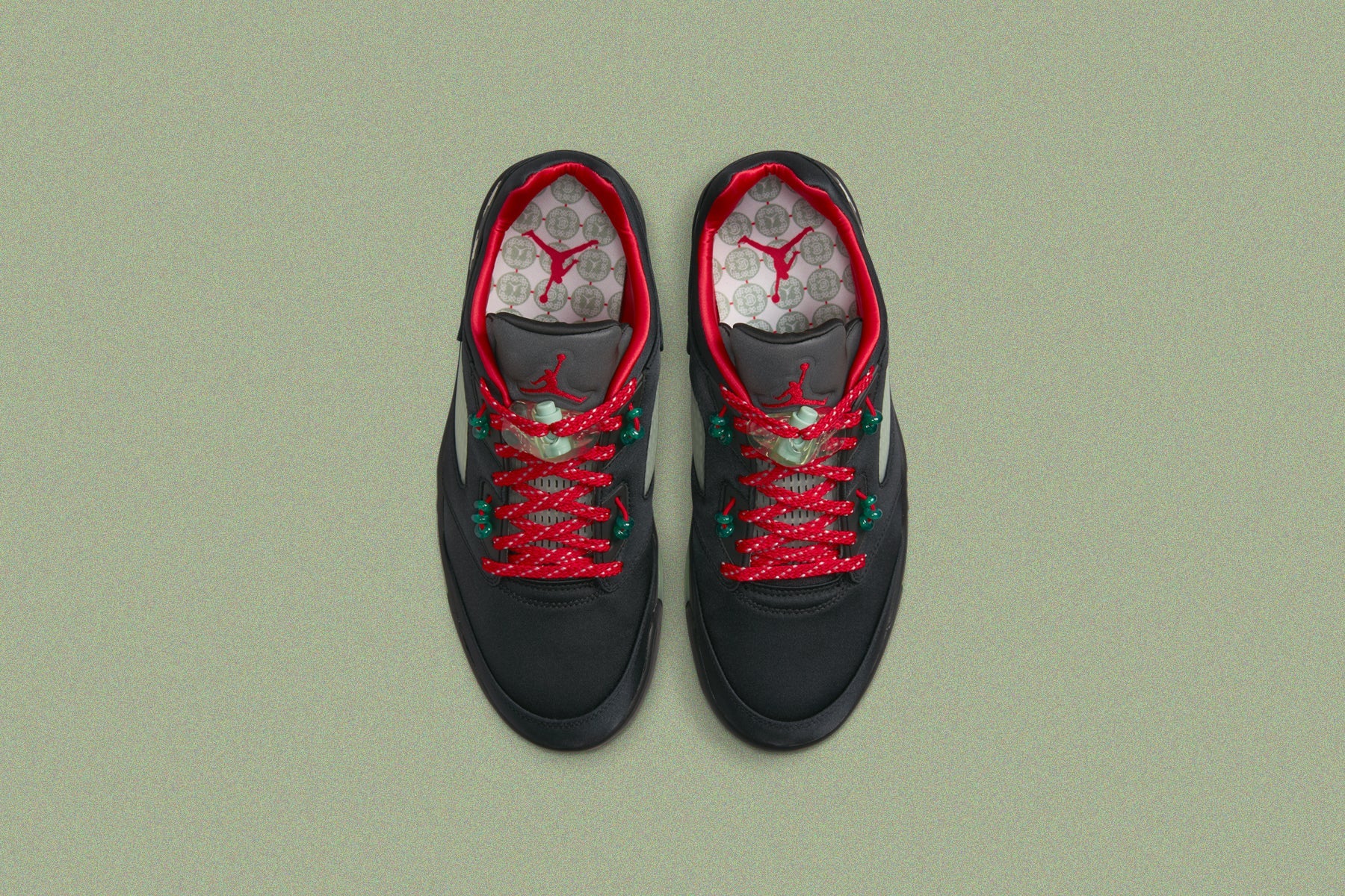 Air Jordan 5 Retro Low SP x CLOT - Black/Classic Jade/Fire Red