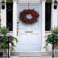 Aperturee Christmas Wreath With Red Bow Pinecones Door Cover