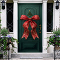 Aperturee Green Retro Door Red Bow Tie Christmas Door Cover