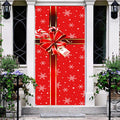 Aperturee Red Gift Box Bow Tie Snowflake Christmas Door Cover